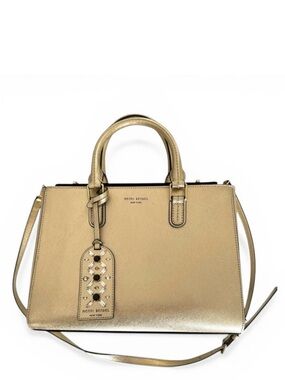 🆕 Henri Bendel Metallic Gold Satchel Shoulder Bag